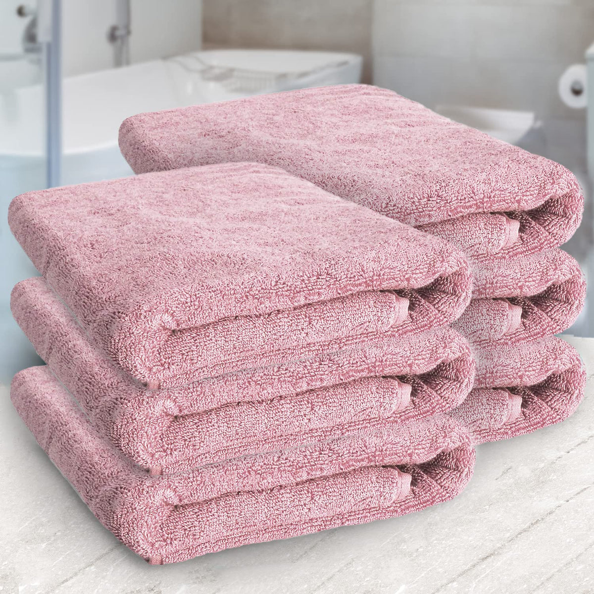 Heelium Bamboo Bath Towel Soft Super Absorbent 600 Gsm - Pack Of 6 (Peach)
