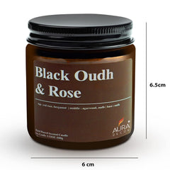 BLACK OUDH & ROSE SOY WAX AMBER JAR CANDLE | VOTIVE CANDLE BEST FOR GIFT CANDLE