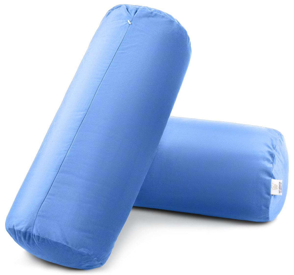 Microfiber Bolster Pillow For Bed & Sofa, Side, Diwan, Sky Blue - 10 X 25 Inch | Round Side Pillow, Light, Soft & Fluffy For Neck & Back Support | Washable, Velvet Cover With Zip - 2 Piece