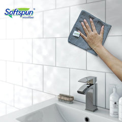 Softspun Microfiber Cloth 340 Gsm | Super Soft Absorbent Cleaning Towels Cleans & Polishes Everything In Your Home - Pack Of 4 (Grey)