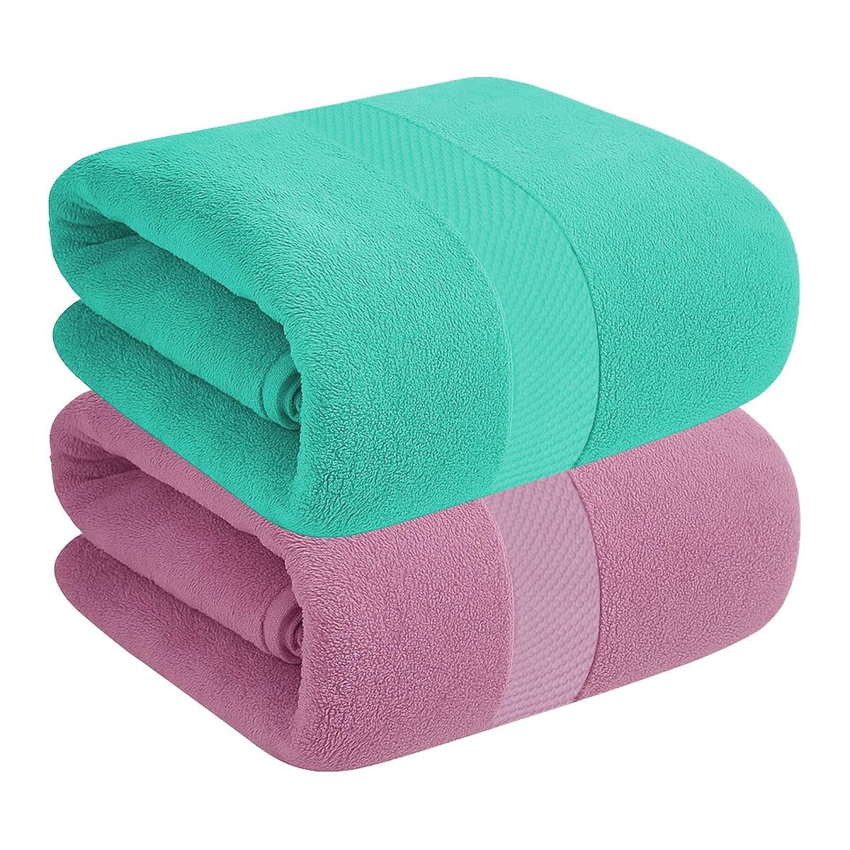 House Of Terry 100% Cotton Bath Towel 900 Gsm | Quick Dry, Soft & Absorbent, Fade-Resistant, Skin-Friendly For Men & Women Towel (Turquish & Lilac) - Pack Of 2