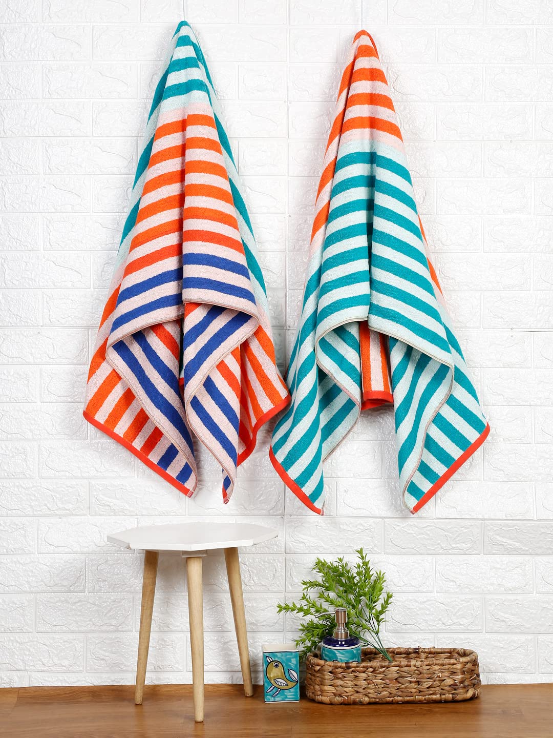 Ambra Linens Highly Absorbent Bath Towels 1 Kg | 100% Cotton, Soft & Plush All Seasons Use, Extra Large Size (Aqua)- Pack Of 2