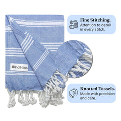 Indihaus Premium Large Cotton Bath Towels 380 Gsm | Soft, Absorbent & Comfortable Large Size Bath Towels (Blue)
