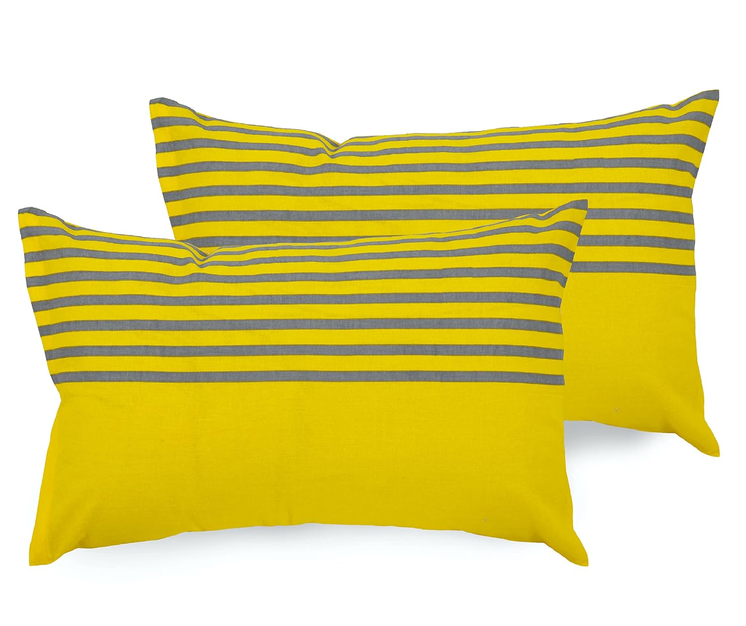 1 Double Bedsheet With 2 Pillow Covers - 88 X 90 Inches, Yellow & Grey | Queen Size Double Bedsheet Cotton | Ideal For Everyday Use
