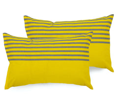 1 Double Bedsheet With 2 Pillow Covers - 88 X 90 Inches, Yellow & Grey | Queen Size Double Bedsheet Cotton | Ideal For Everyday Use