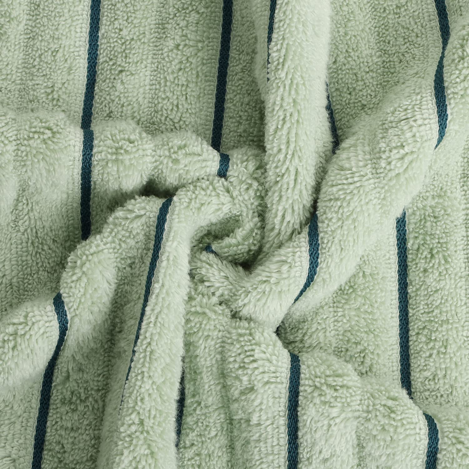 Spaces 100% Cotton Hand Towel 400 Gsm Ribbed Texture High Absorbency High Loft - Sea Green & Teal (Pack Of 2)
