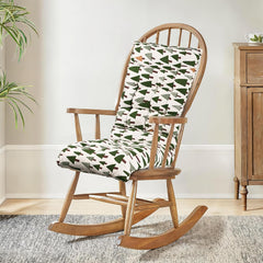Extra Long Chair Cushion For Comfortable Sitting, Tree Printed - Green - 18 X 48 Inch | Rocking Chairs For Indoor & Outdoor | Cushion For Home, Office | Back Rest Support Cushion With Ties