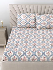 Elastic Fitted Bedsheet For Double Bed With 2 Pillow Cover - 60 X 78 Inches, Multicolor | Super Soft Brushed Durable Fabric