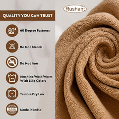 Rushant 100% Combed Cotton Hand Towels 900 Gsm | Ultra Soft, Quick Dry & Super Absorbent For Home, Gym & Travel (Beige) - Set Of 6
