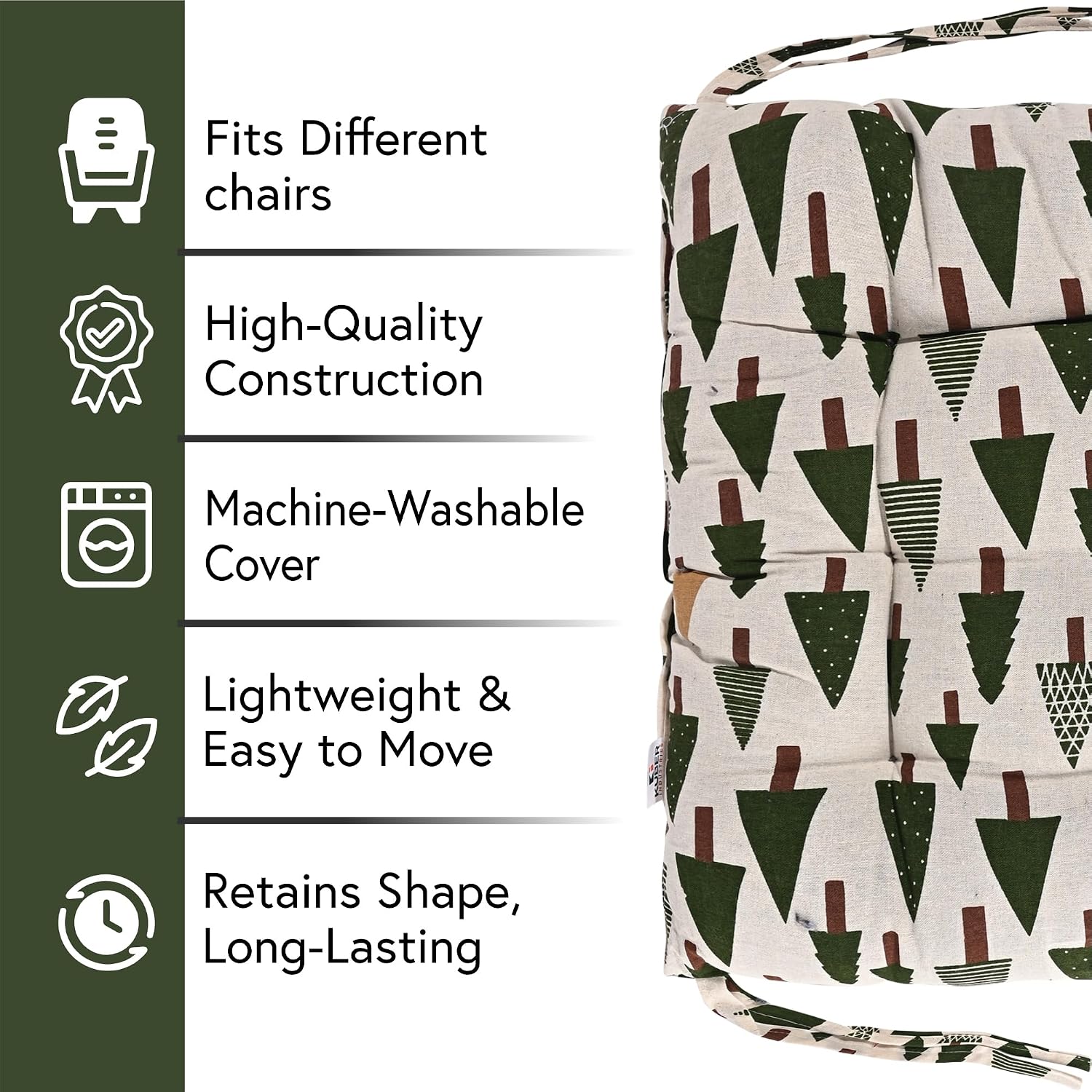 Soft Cotton Chair Cushions Pillow For Sitting, Printed - Light Grey & Black | Pillow For Office Work & Posture Support | Sitting Cushion, Pain Relief, Comfortable Pillow - Pack Of 2