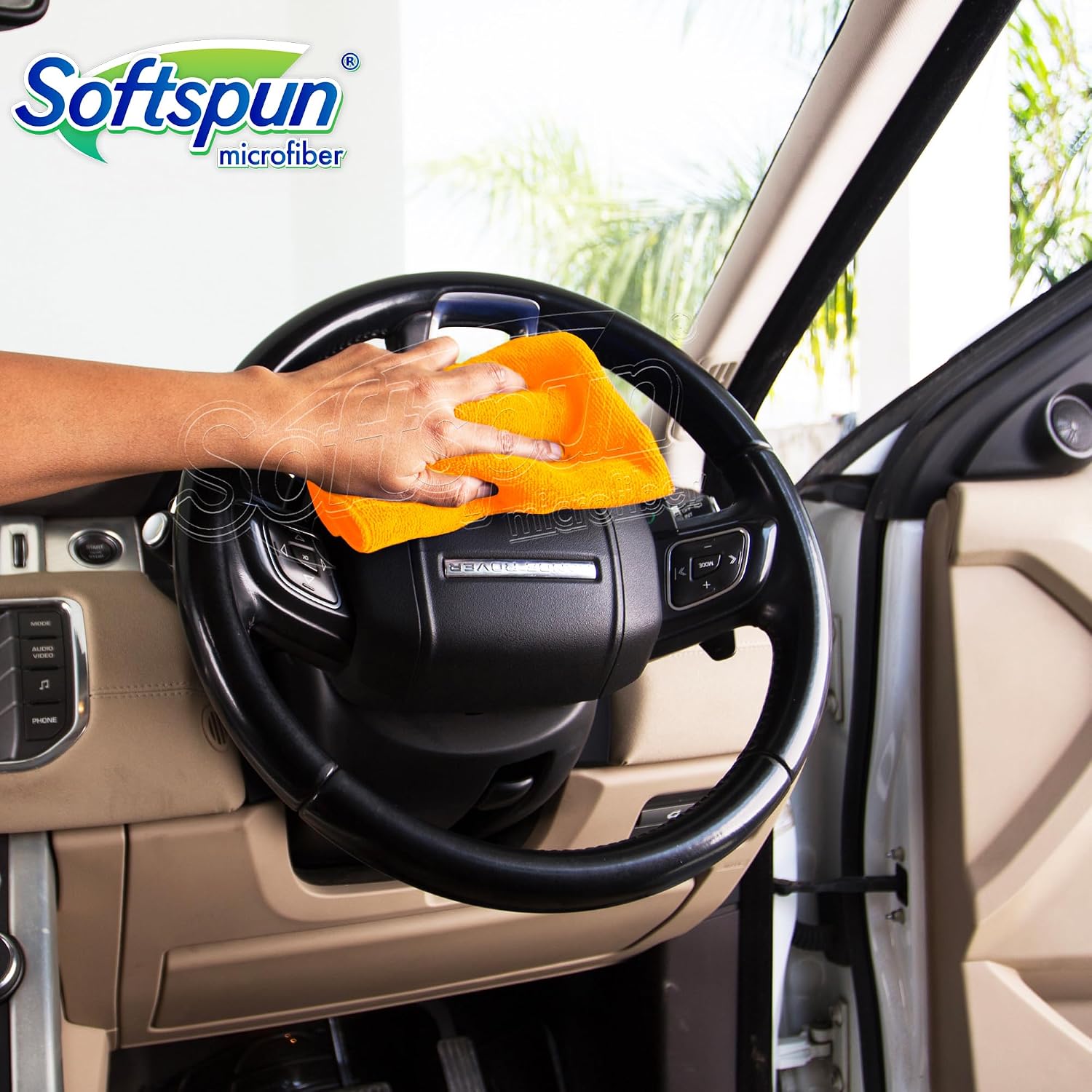 Softspun Microfiber Cloth 350 Gsm | Thick Lint & Streak-Free Multipurpose Cloths Microfibre Towels - 2 Pcs (Orange)