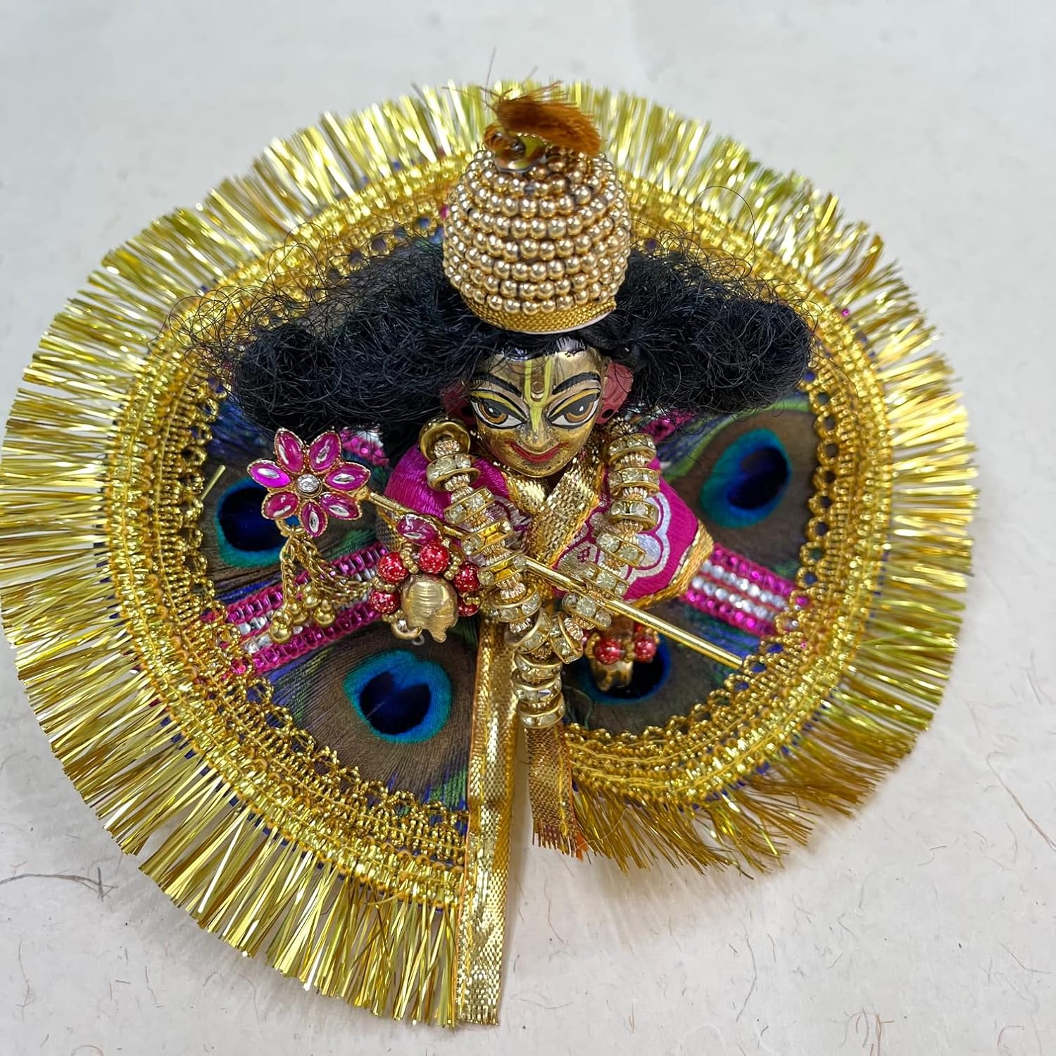 Laddu Gopal Idol With A Dress & A Jewellery Set, Laddoo Bal Gopal, Gold, Brass, Kanha Ji Deities | Antique Style, Bal Krishna Statue, Thakur Ji Murti