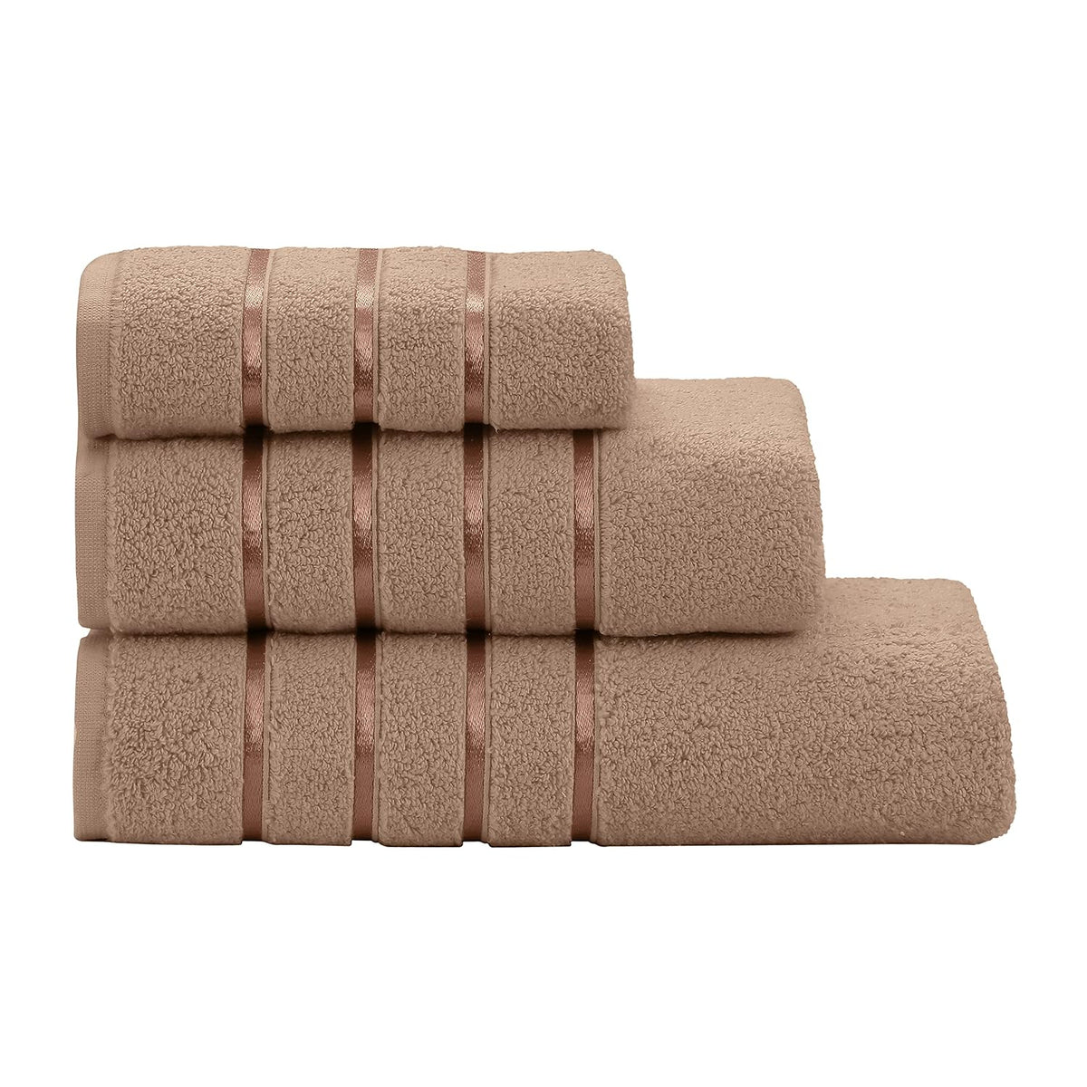 Spread Spain Roman Face, Hand & Bath Large Towel 600gsm | Super Soft & Comfortable, Extra Absorbent Cotton Towels For Face, Body & Gym- Brown (Set Of 3)