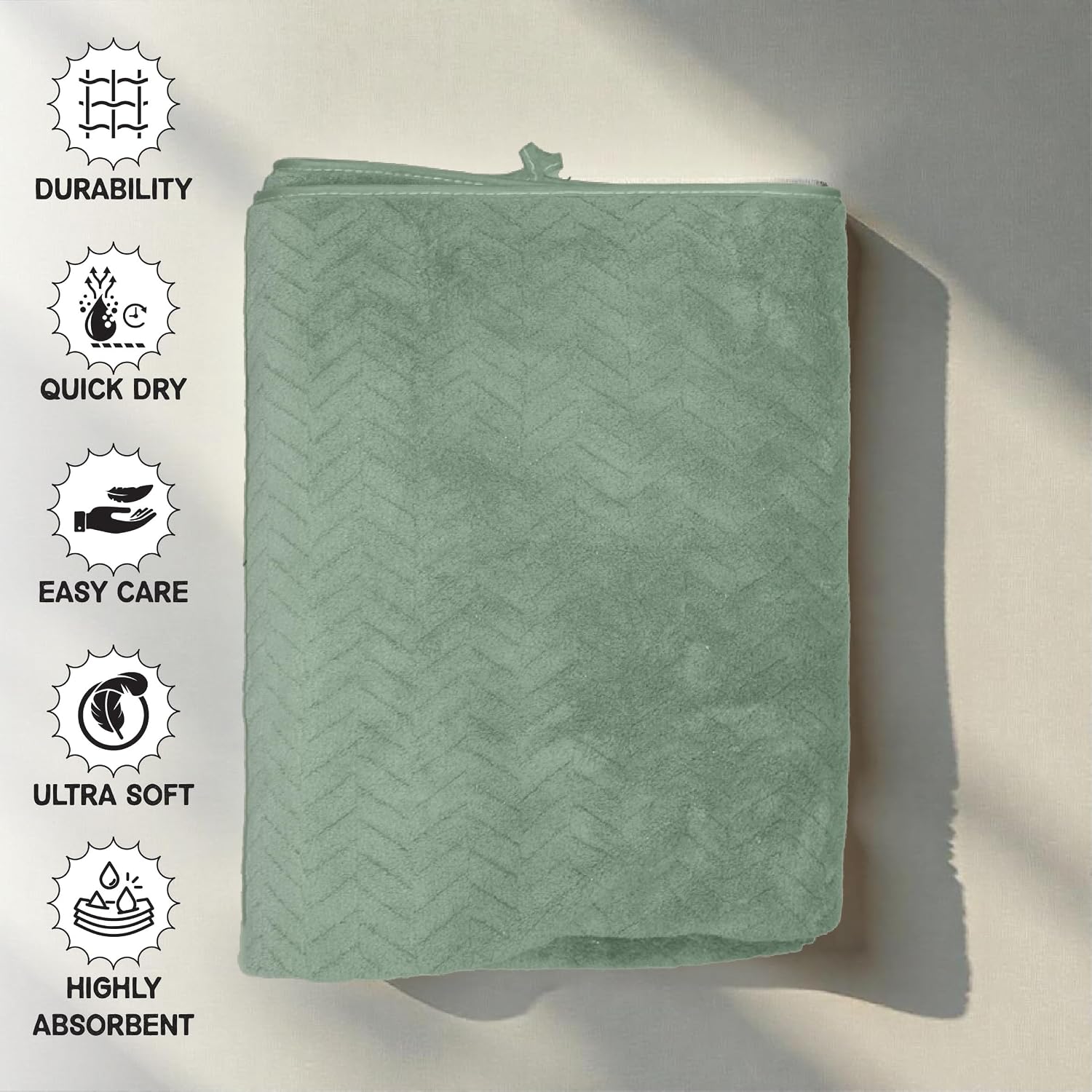 Housse Microfiber Nova Coral Fleece Bath Towel 450 Gsm | Ultra Soft Super Absorbent Towels For Gym, Yoga & Beach (Green) - Pack Of 1