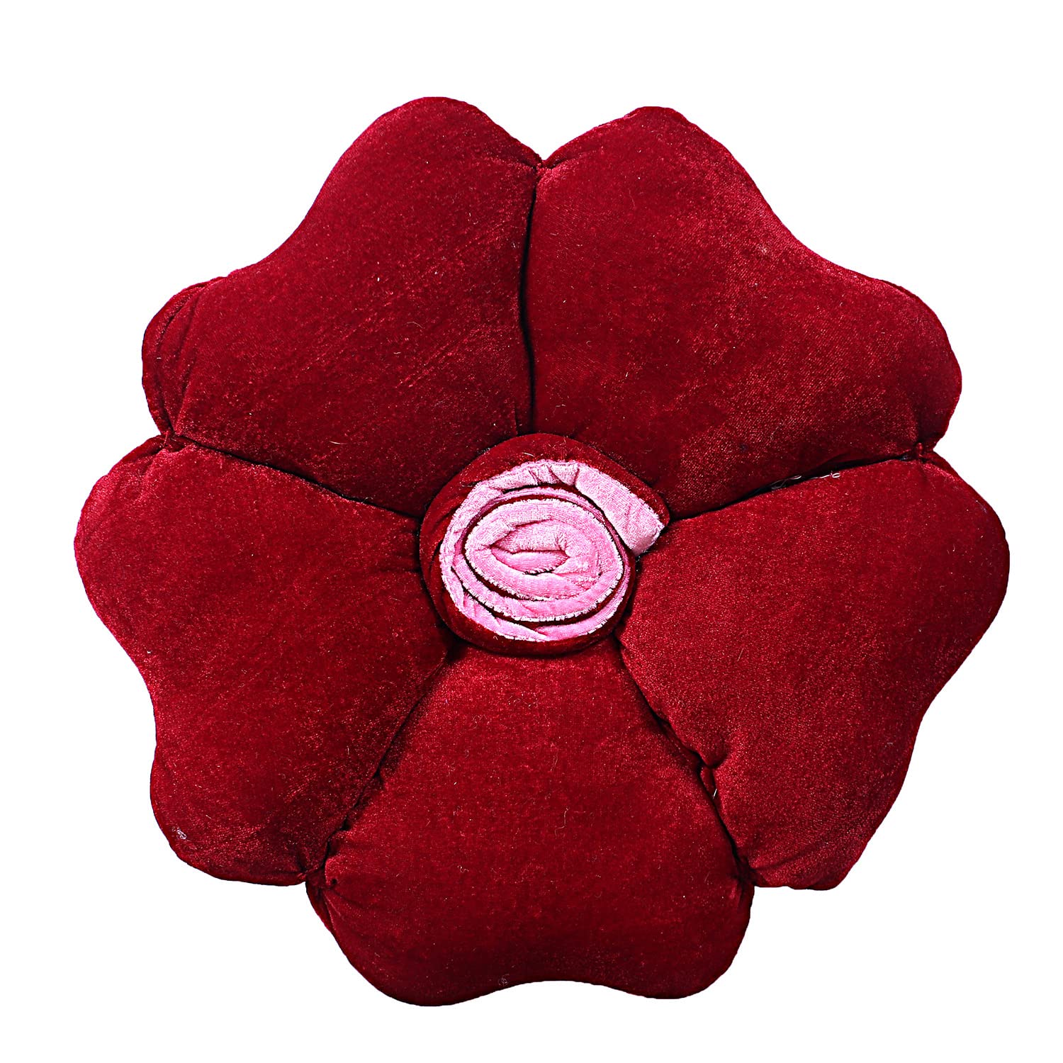 Rose Flower Shaped Pair Cushion Pillow, Soft & Decorative Cushions, Red -16 Inch | For Living Room, Bed, Sofa, Seating Area | Furniture Cushion, Washable, Perfect For Home Décor