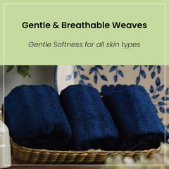 Mush 100% Bamboo Face Towel 500 Gsm | Ultra Soft, Absorbent, & Quick Dry Towels For Facewash, Gym, Travel | Pack Of 3 (Navy Blue)