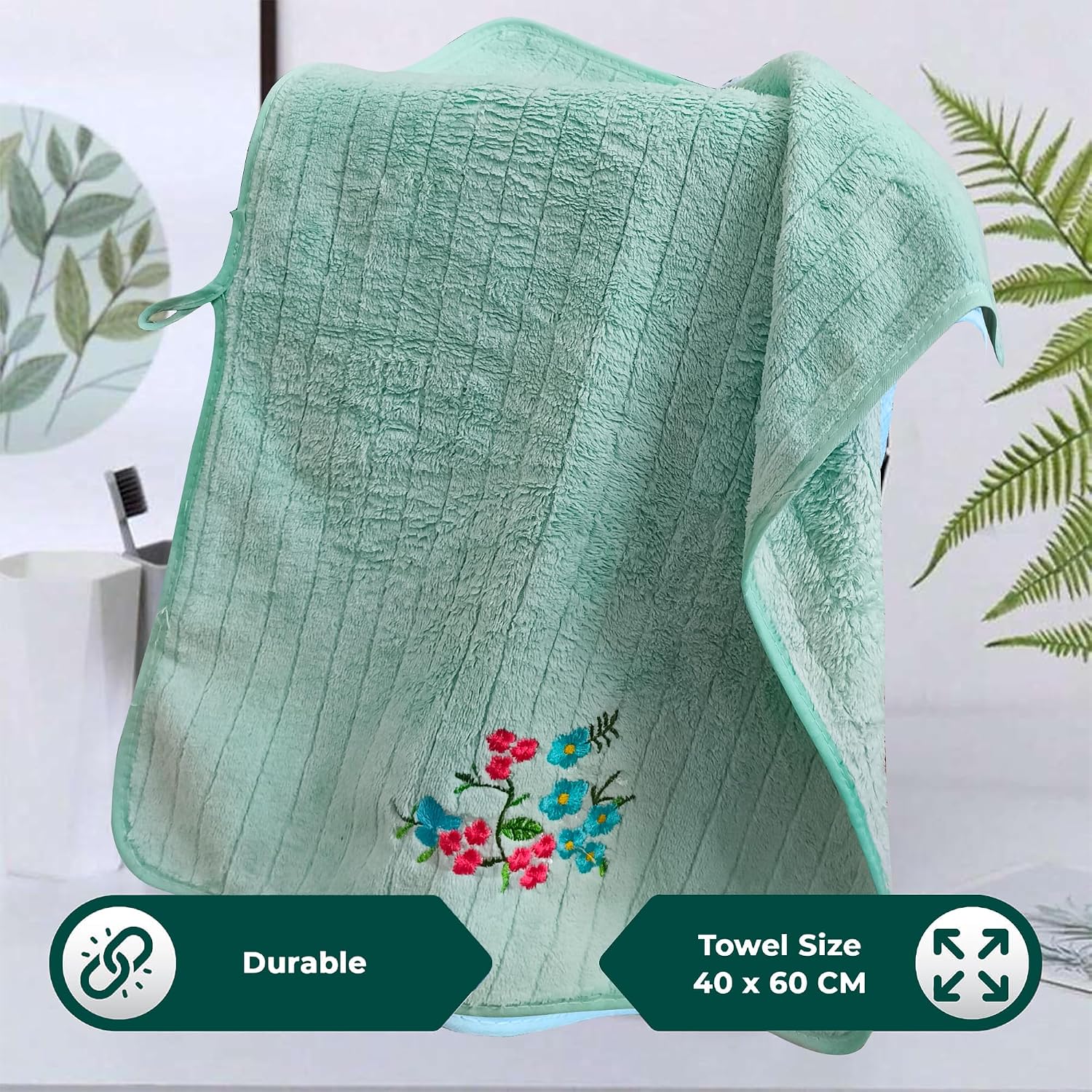 Enrich Homes Hand Small Towels 600 Gsm | Soft Microfiber Face Towels For Men & Women Kitchen & Bathroom Towel Set (Light Green)- Set Of 4
