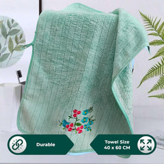 Enrich Homes Hand Small Towels 600 Gsm | Soft Microfiber Face Towels For Men & Women Kitchen & Bathroom Towel Set (Light Green)- Set Of 4