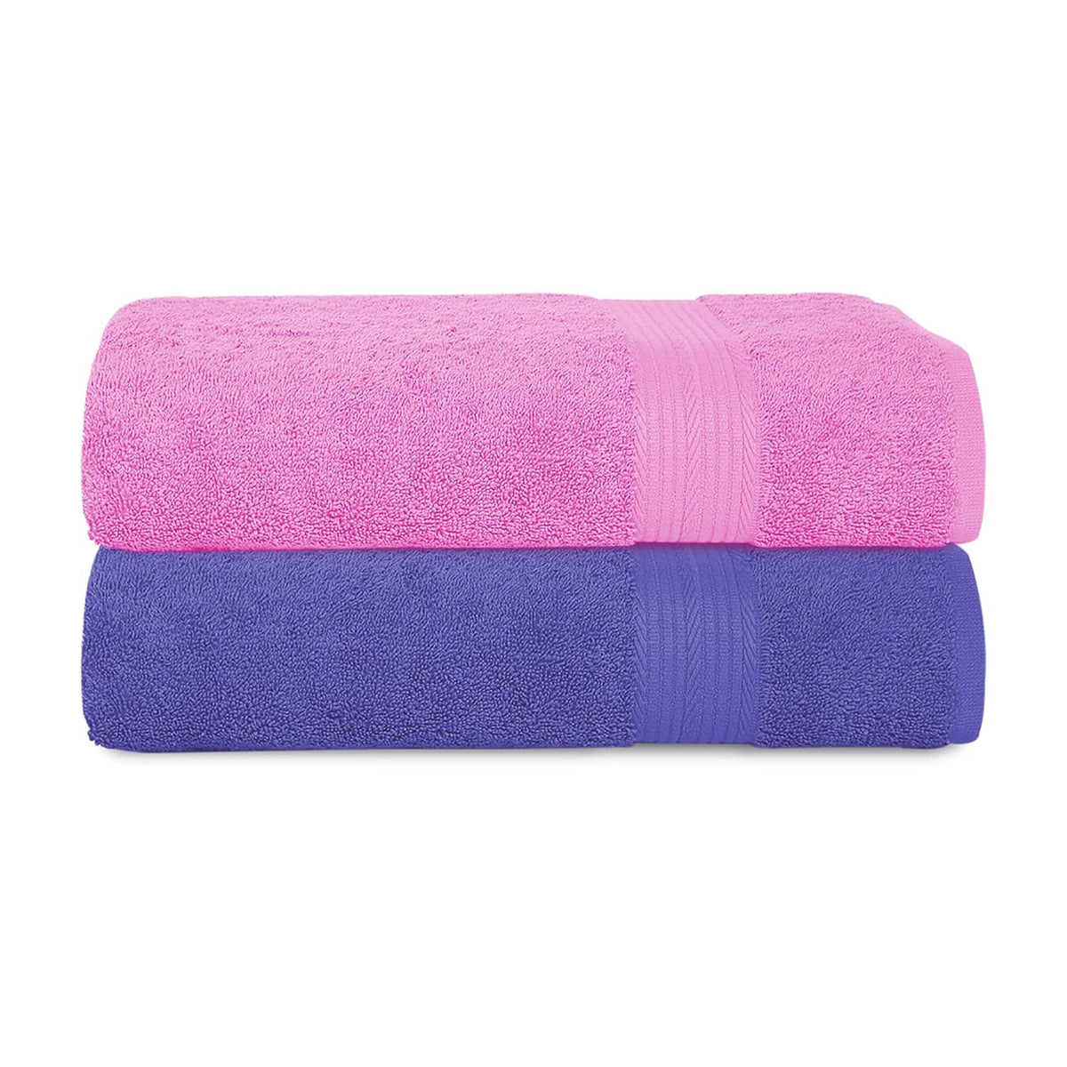 House Of Terry 100% Cotton Bath Towel 1000 Gsm | Quick Dry, Soft & Absorbent, Fade-Resistant, Skin-Friendly Large Size Towel (Baby Pink & Lilac) - Pack Of 2