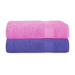 House Of Terry 100% Cotton Bath Towel 1000 Gsm | Quick Dry, Soft & Absorbent, Fade-Resistant, Skin-Friendly Large Size Towel (Baby Pink & Lilac) - Pack Of 2
