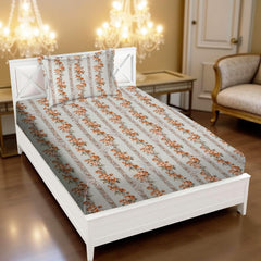 Printed Bedsheet For Single Bed With 1 Pillow Cover - 60 X 90 Inches, Light Brown | Super Soft - Glace Cotton Breathable & Wrinkle Free - 2 Pcs Set