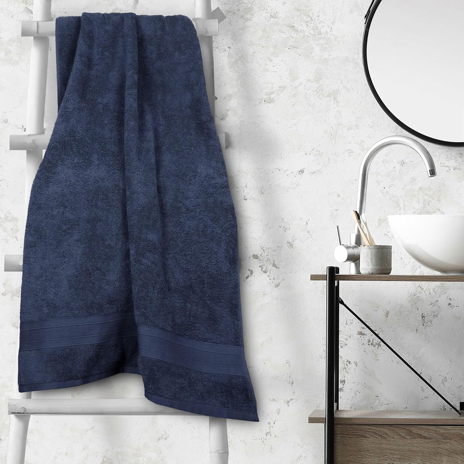 Trident Soft Comfort Air Rich 100% Cotton Bath Towels 500 Gsm | Large Size Bathroom Towels For Men/Women (Navy)