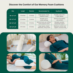 Orthopedic Foam Bolster Pillow, Ultra Soft Round Pillow, White, Small Size - 18 X 5 X 5 Inch | Pillow For Back & Neck Support, Lightweight & Portable Bolsters Pillow - Pack Of 1