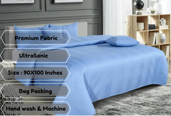 Luxurious Bedsheet For Double Bed With 2 Pillow Cover + 2 Cushion Cover - 90 X 100 Inches, Ocean Blue | All Weather 5 Pcs Glace Cotton Ultrasonic TC - 280