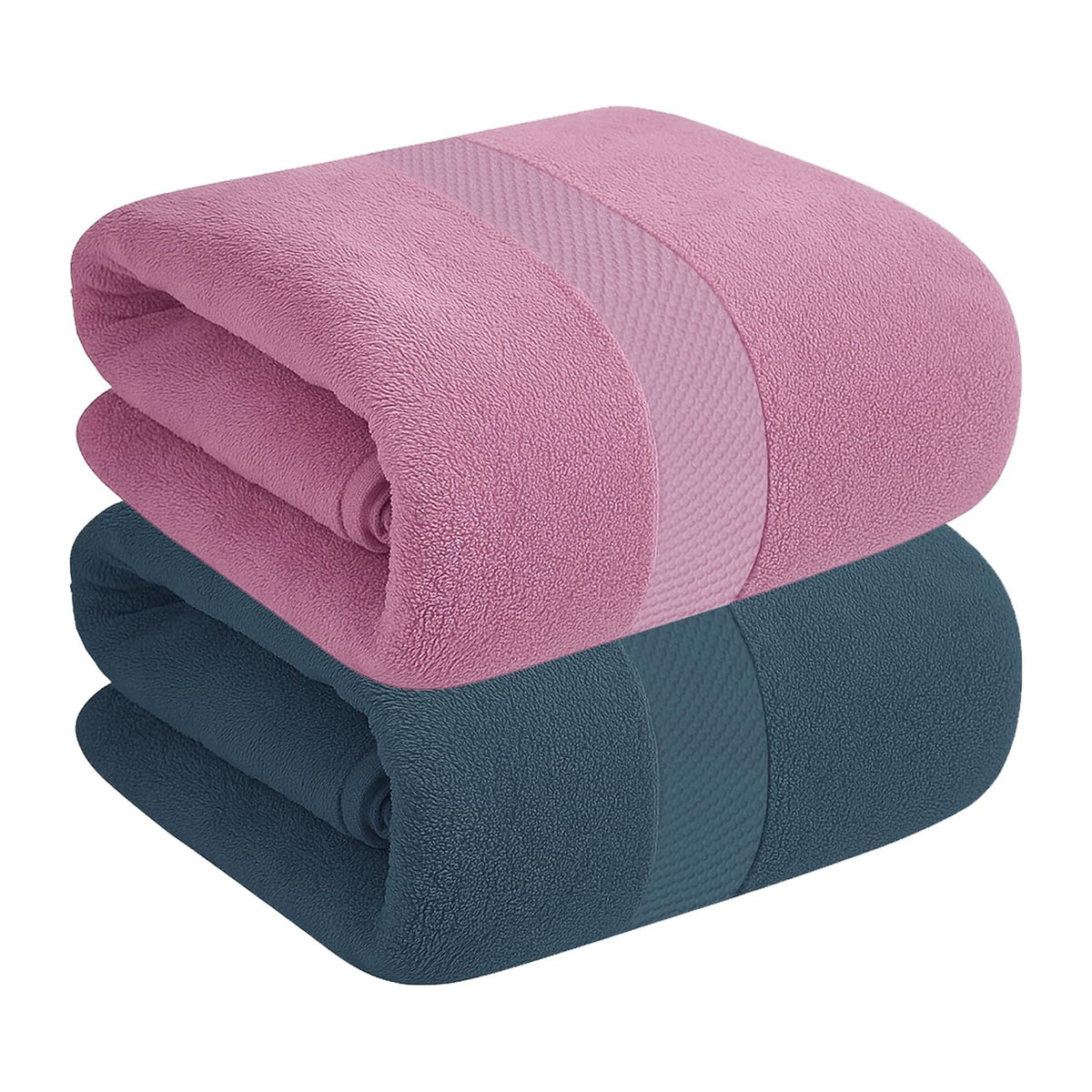 House Of Terry 100% Cotton Bath Towel 900 Gsm | Quick Dry, Soft & Absorbent, Fade-Resistant, Skin-Friendly For Men & Women Towel (Lilac & Oslo Blue) - Pack Of 2