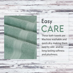 Ambra Linens 100% Cotton Large Size Bath Towel 2 Kg | Highly Absorbent Soft & Plush All Seasons Use (Aqua Green) - 4 Pcs
