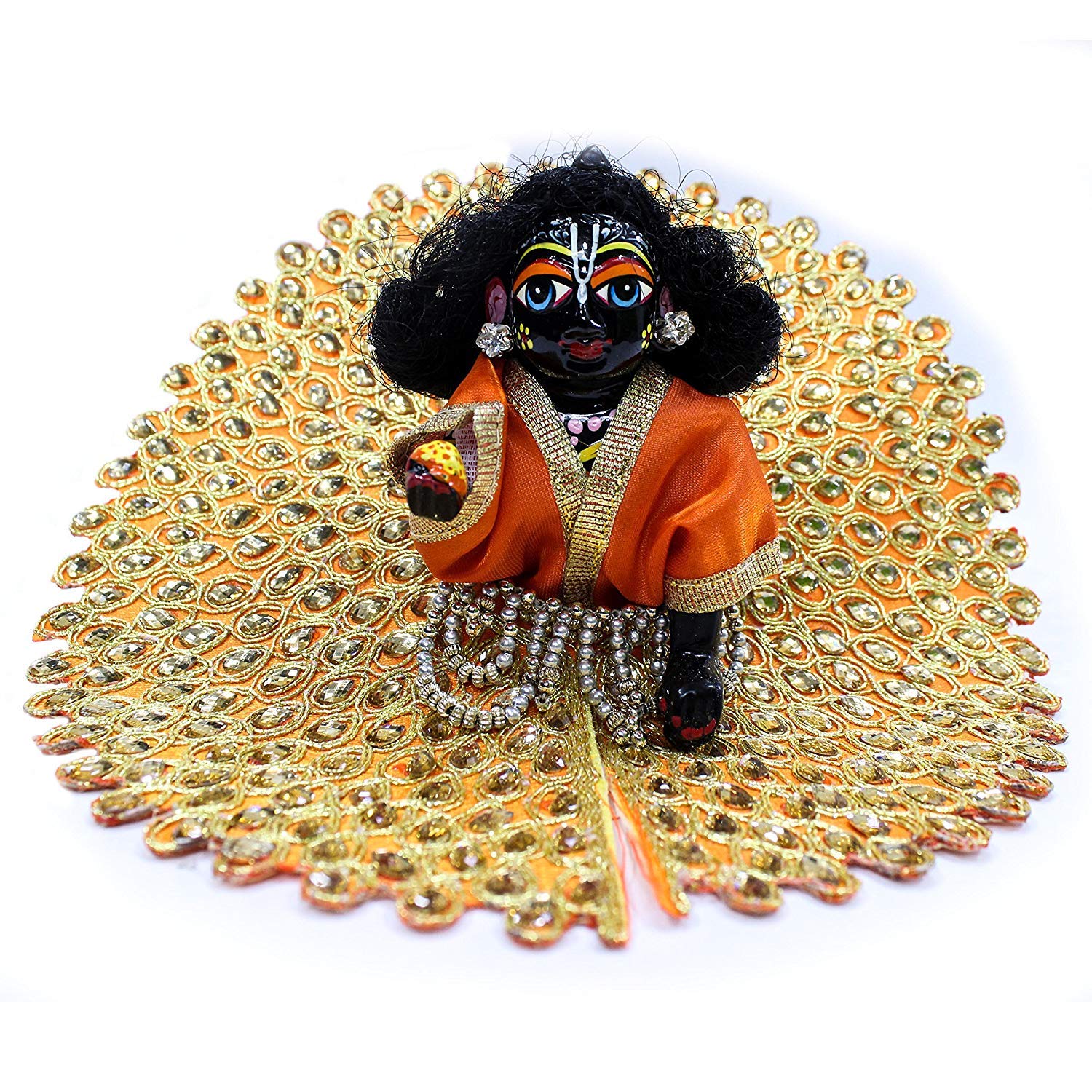 Gold Plated Laddu Gopal Statue, Petal Murti With Dress Combo, Kanha Ji, Brass, Golden Idol - Medium Size, Handmade Idol, Home Decor, Occasion & Festival, Bal Krishna Murti