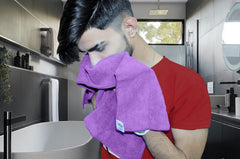 Softspun Microfiber Gym & Sports Sweat Towel 340 Gsm | Ultra Absorbent Lightweight Ultracompact Quick Drying For Working Out, Camping Hiking Travel Men & Women (Purple)