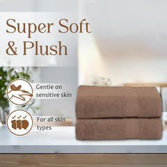 Ambra Linens Highly Absorbent Towels Set, 500 Gsm | 100% Cotton Soft And Plush All Seasons Use, Large Everyday Use, Durable (2 Pieces) | Brown