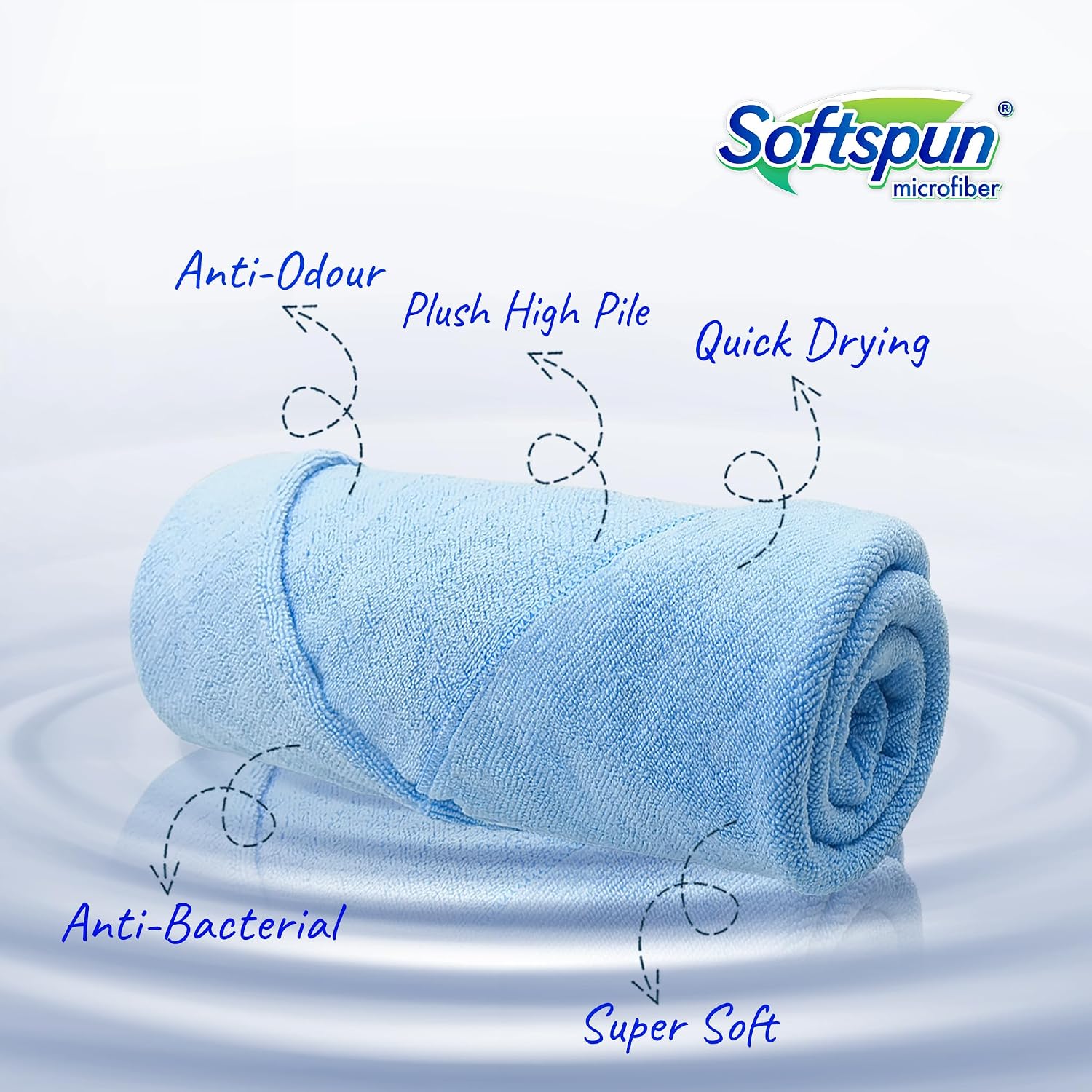 Softspun Microfiber Bath & Hair Care Towel 360 Gsm | Ultra Absorbent Super Soft & Comfortable Quick Drying For Men & Women Daily Use Extra Large Size Towel (Sky Blue)