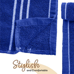 100% Cotton Hand Towel 400 Gsm | Super Soft, Absorbent, Quick Dry Hand Towel (Blue) - Pack Of 2