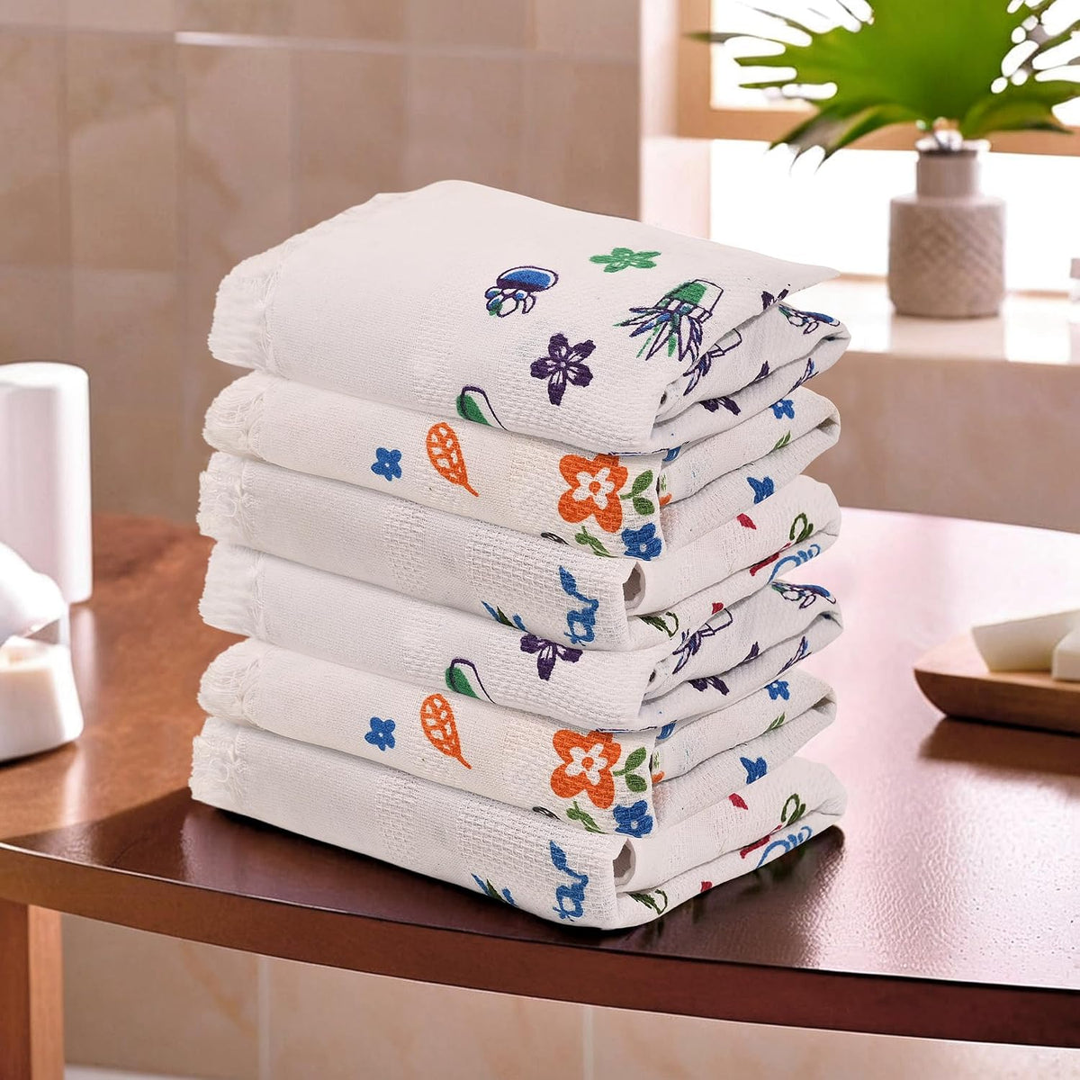 Kuber Industries Face Towel 200 Gsm | Cotton Easily Washable Travel Friendly Pocket Towels & Gym Napkins | Pack Of 6 (Assorted)