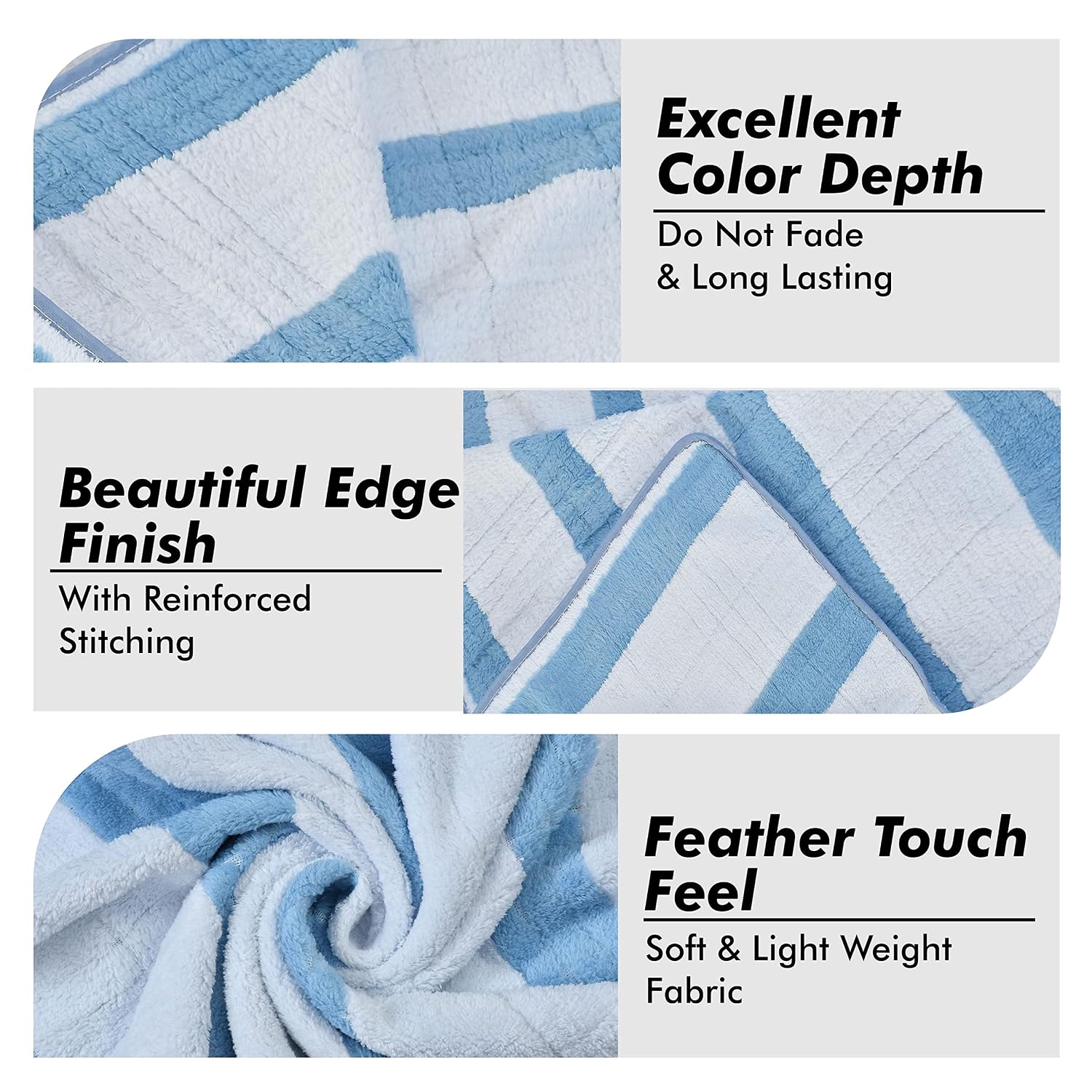 Urbanleaf Microfiber Large Bath Towel 350 Gsm | Quick Dry Super Absorbent Bath Towel For Men & Women (Light Blue - Stripe)