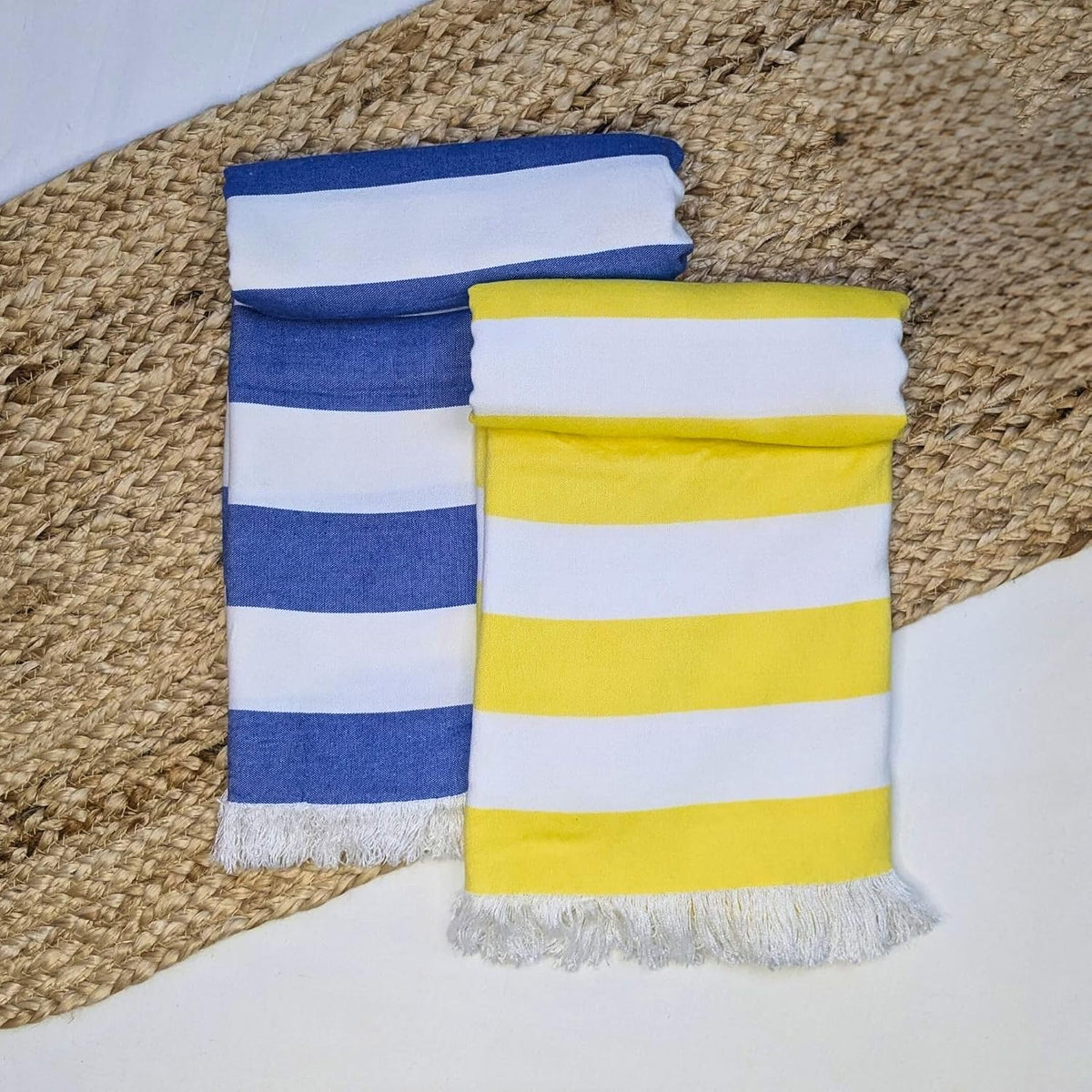 Madake Bamboo Ultra Soft & Thin Towel 454 Gsm | Quick Dry, Super Absorbent | Extra Large Bath Towel For Men & Women Pack Of 2 (Sunshine Yellow & Vacation Blue)