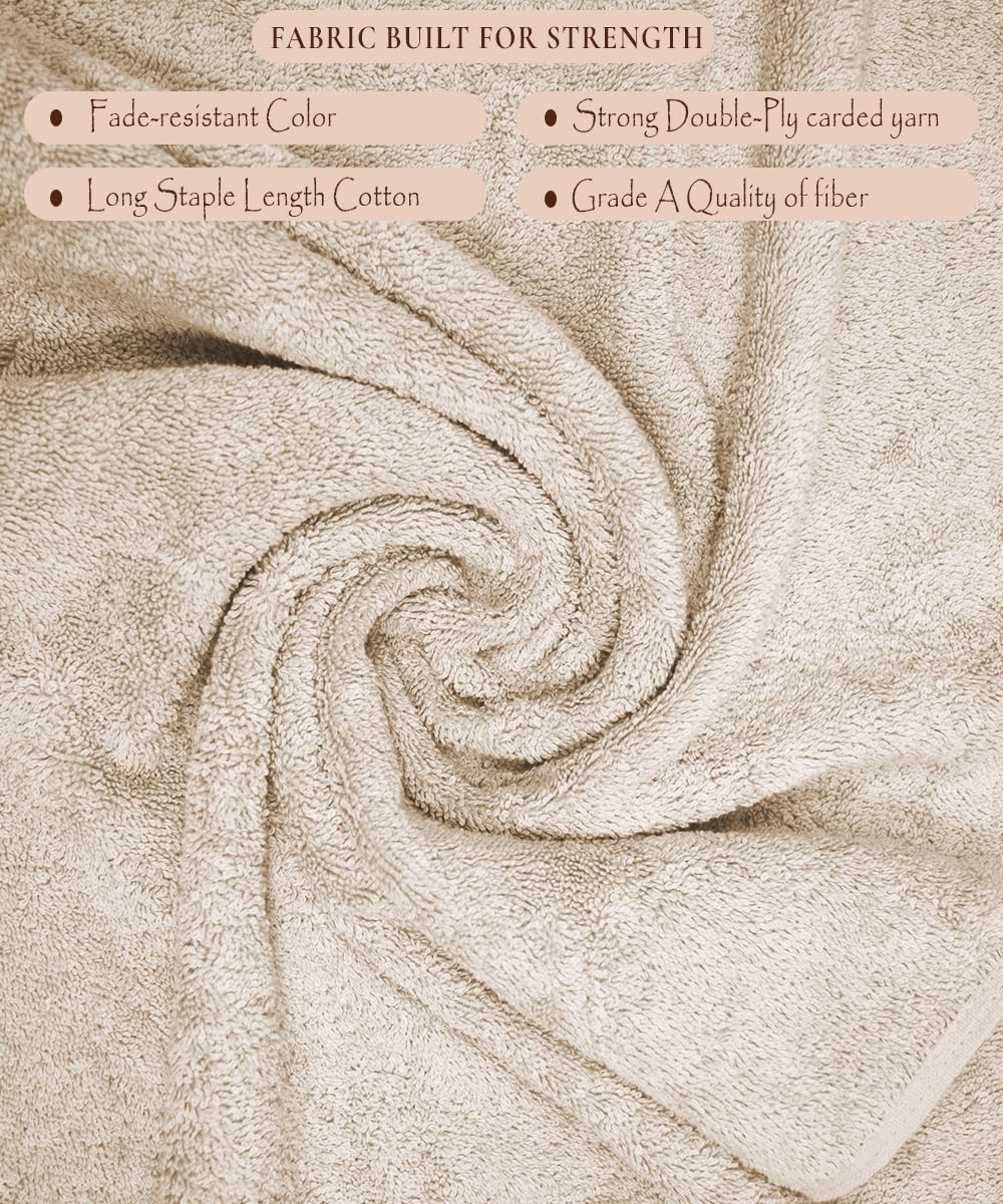 Rangoli Soft Absorbent Durable Towels Earthly Egyption Cotton Plush Oversized Bath Towel 600 Gsm (Beige)