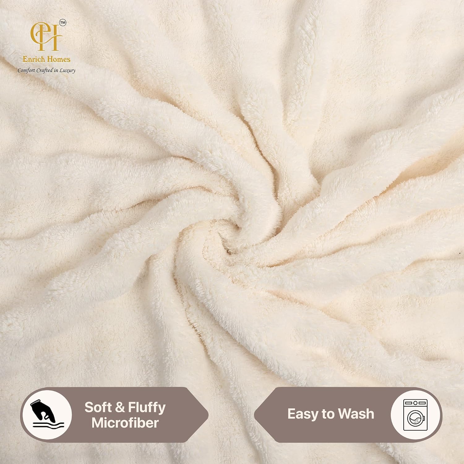 Enrich Homes Microfiber Bath Towels 450 Gsm | Large Size Super Soft Towel For Women & Men (White)- 1 Pcs