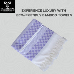 Traditional Thread'S 100% Bamboo Large Size Bath Towels 350 Gsm | Ultra Soft, Absorbent, Light Weight & Quick Dry Towel, Travel, Gym, Beach (Indigo Blue)