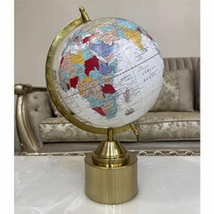 Antique Metal Globe 8 Inch With Arc & Cylinder Stand - Political Map, Multicolored, For Kids & Students Learning, Pack Of 1