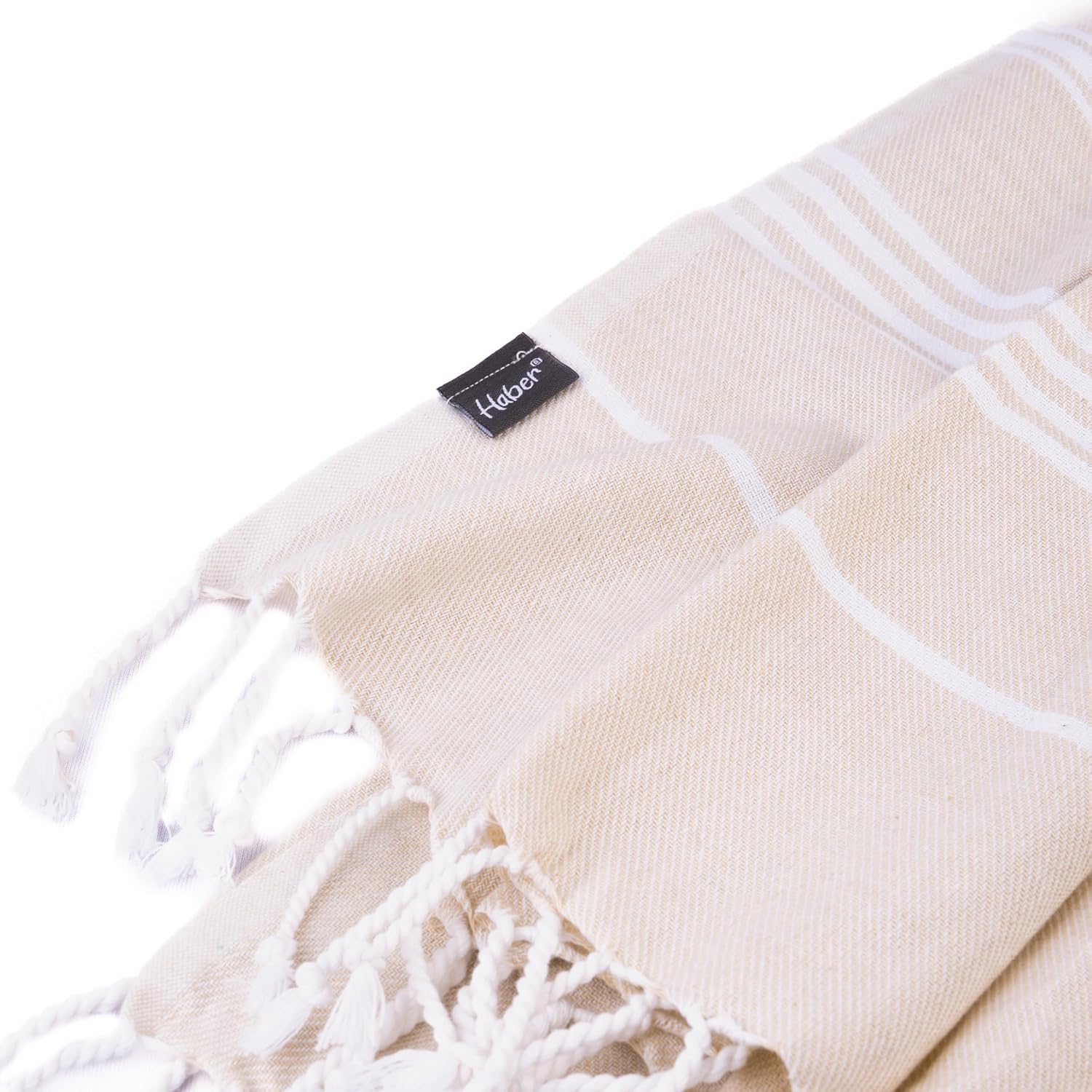 Haber Premium Basic Large Size 100% Cotton Towel 300 Gsm | Soft, Absorbent & Comfortable Quick Dry Bath Towels - Beige (1 Pcs)