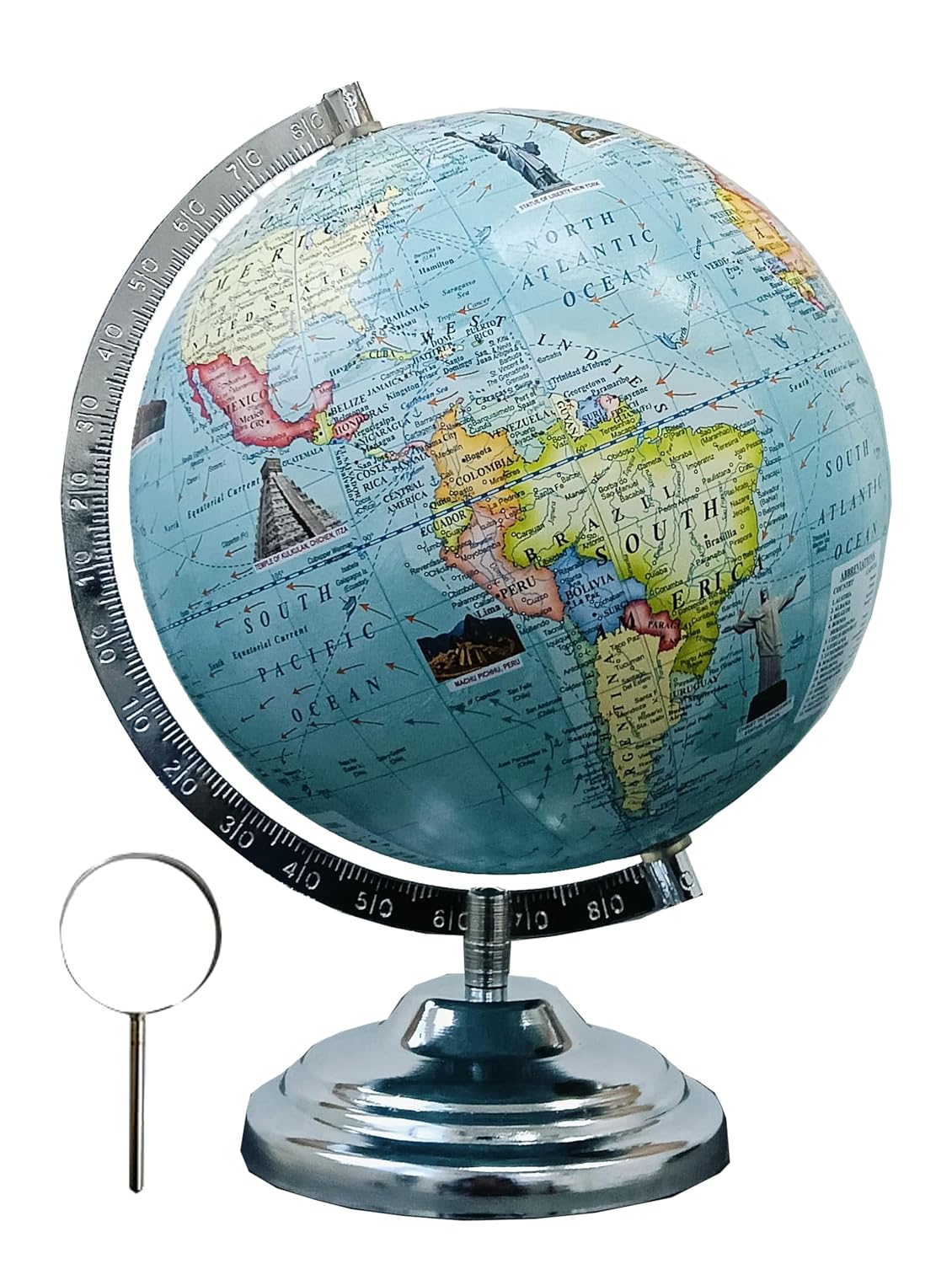 Rotating English Globe With Sturdy Metal Stand For Home Decor, Office Decor & Study Table Decor, Birthday, Party Gifts & Anniversary, Pack Of 1