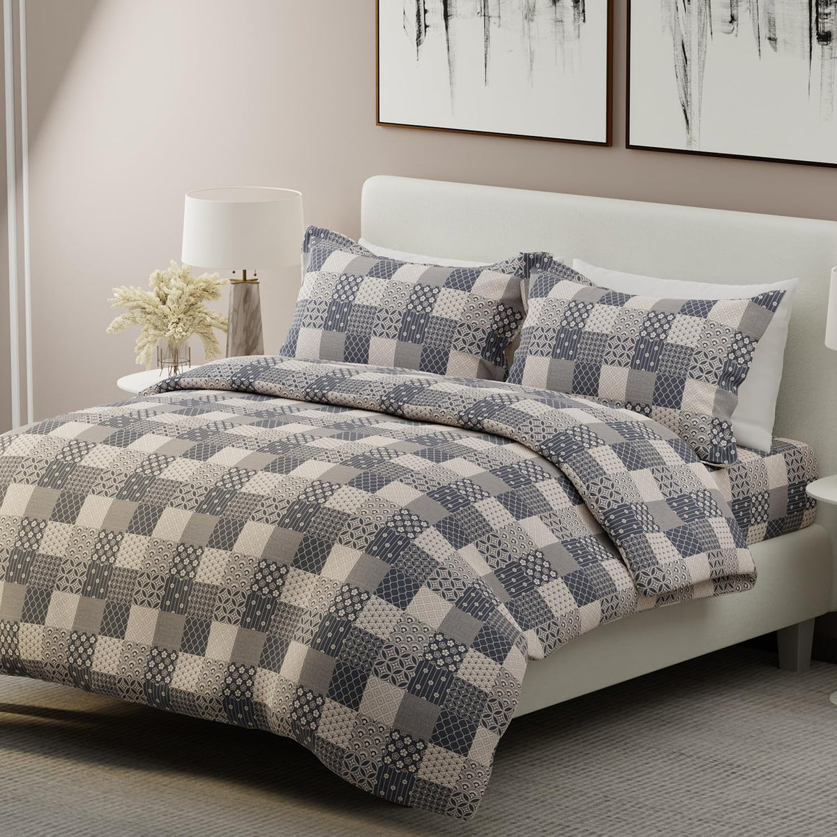 Cotton Bedsheet For King Size With Pillow Cover Set - 108x108 Inches, Grey | Breathable & Light Weight, All Season Comfort-Ideal For Daily Use & Gifting Bedsheet