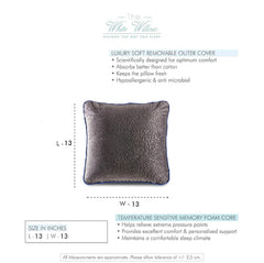 Memory Foam Square Cushion Insert Pillow Filler, Black Color - 13 X 13 Inch | For Sofa, Chair, Car & Back Support | Aesthetically Appealing Outer Covers, Long Lasting - Set Of 2