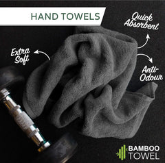 Heelium Bamboo Hand Towel 600 Gsm | Ultra Absorbent & Anti-Bacterial 3x Softer Than Cotton Towels | Pack Of 2 - Grey, White