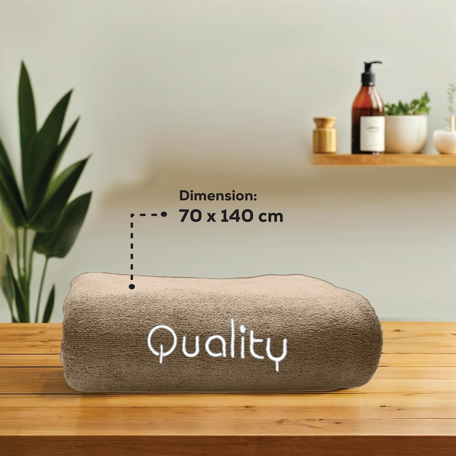 Housse Premium Soft Microfiber Embroidery Bath Towel 350 Gsm | Soft Absorbent Quick-Drying Sweat Towel (Quality - Brown)