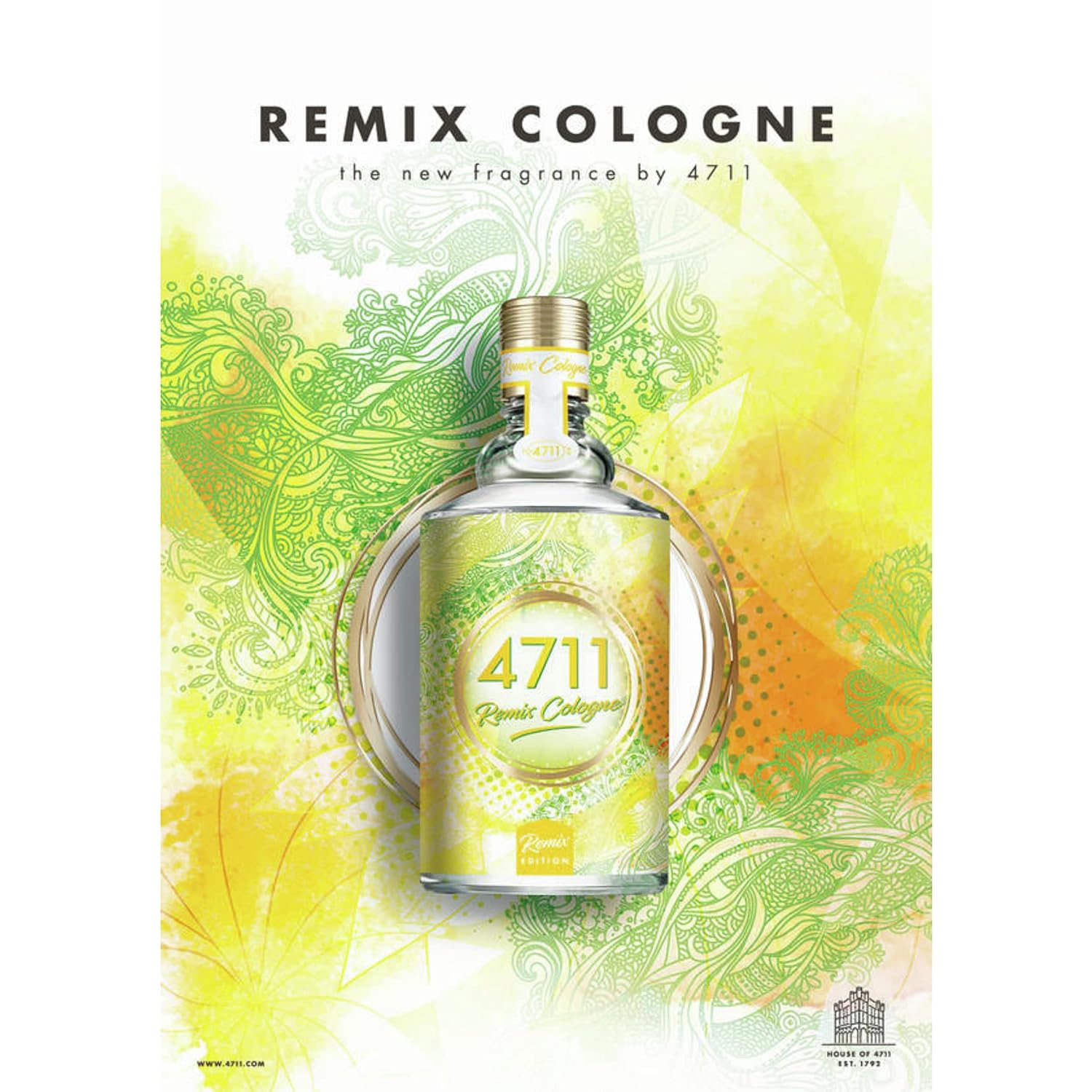 4711 Remix Cologne Lemon Eau De Cologne 100ml 3.4 Fl.oz. | Perfect Gift For Husband & Wife | Long Lasting Fragrance