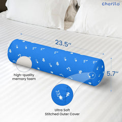 Memory Foam Soft Baby Bolster Pillow Cushion For Side & Neck Support, Blue | Removable & Washable Cover, Versatile Use, Comfortable & Restful Sleep, Portable, Lightweight Bed Pillow